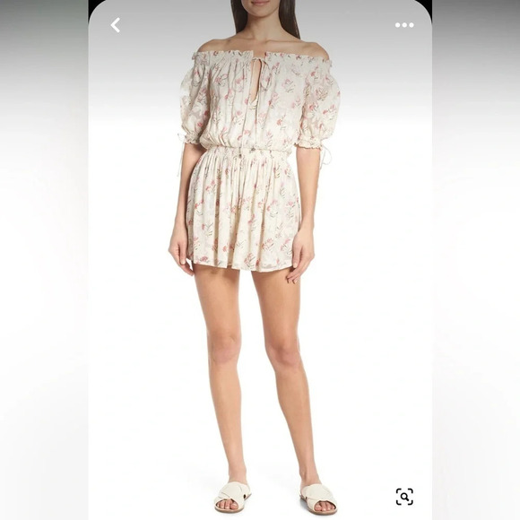 Hemant & Nandita Off the Shoulder Romper Floral Ivory Women's Size XS - Picture 1 of 11